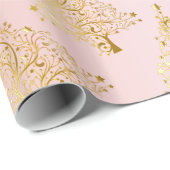 Elegant Roos Gold Kerstmis - Patroon Cadeaupapier (Rol Hoek)