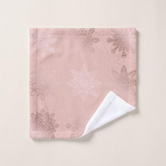 Elegant Roos Gold Kerstmis Snowflake Patroon Bad Handdoek (Wasdoekje)
