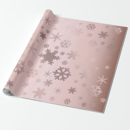 Elegant Roos Gold Kerstmis Snowflake Patroon Cadeaupapier