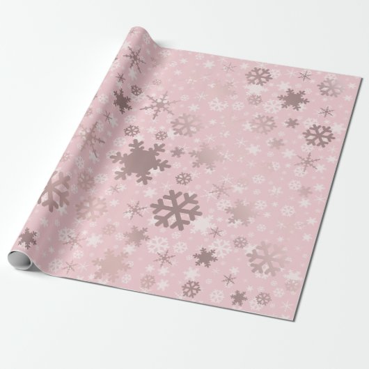 Elegant Roos Gold Kerstmis Snowflake Patroon Cadeaupapier (Uitgerold)