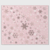 Elegant Roos Gold Kerstmis Snowflake Patroon Cadeaupapier (Vlak)