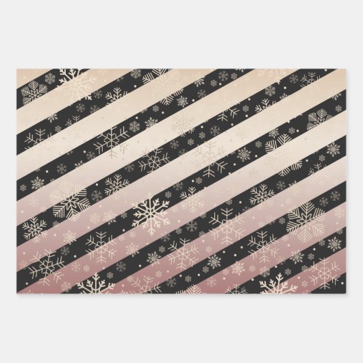 Elegant Roos Gold Kerstmis Snowflake Patroon Inpakpapier Vel (Voorkant)