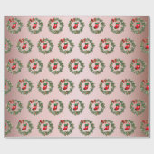 Elegant Roos Gold Kerstmis Sokken & WreatPattern Cadeaupapier (Vlak)