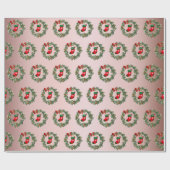 Elegant Roos Gold Kerstmis Sokken & WreatPattern Cadeaupapier (Vlak)