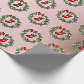 Elegant Roos Gold Kerstmis Sokken & WreatPattern Cadeaupapier (Hoek)