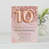 Elegant Roos Gold Kinder Girl 10e verjaardag Kaart (Staand voorkant)