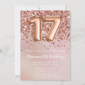 Elegant Roos Gold Kinder Girl 17e verjaardag Kaart (Voorkant)