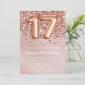 Elegant Roos Gold Kinder Girl 17e verjaardag Kaart (Staand voorkant)
