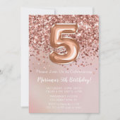 Elegant Roos Gold Kinder Girl 5e verjaardag Kaart (Voorkant)