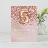 Elegant Roos Gold Kinder Girl 5e verjaardag Kaart (Staand voorkant)