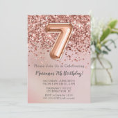 Elegant Roos Gold Kinder Girl 7e verjaardag Kaart (Staand voorkant)