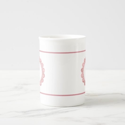 Elegant Roos Gold Lace Gepersonaliseerd Monogram Porselein Kop (Voorkant)