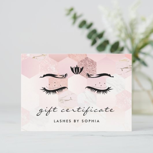 Elegant Roos Gold Lashes Cadeaubon (Staand voorkant)