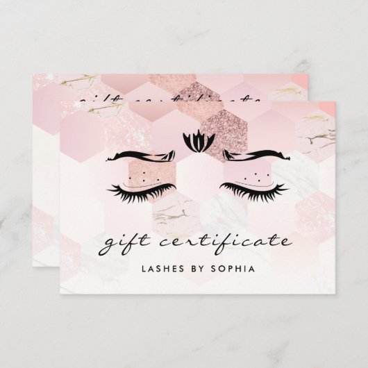 Elegant Roos Gold Lashes Cadeaubon (Voorkant / Achterkant)