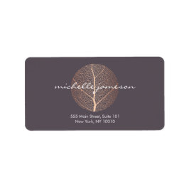 Elegant Roos Gold Leaf Logo op Paarse Etiket