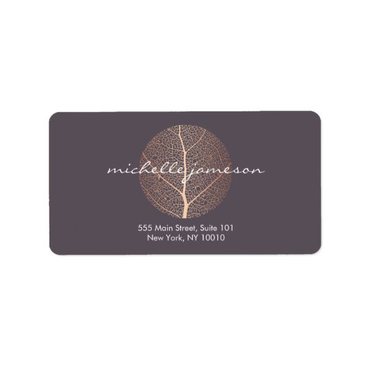 Elegant Roos Gold Leaf Logo op Paarse Etiket (Voorkant)