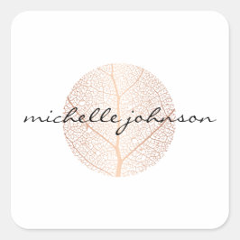 Elegant Roos Gold Leaf Logo op Wit Vierkante Sticker