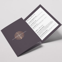 Elegant Roos Gold Leaf Logo Paarse Brochure Drieluik Kaart