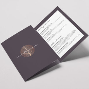 Elegant Roos Gold Leaf Logo Paarse Brochure Drieluik Kaart