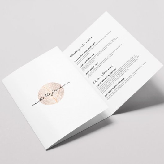 Elegant Roos Gold Leaf Logo Salon, Spa Brochure Drieluik Kaart