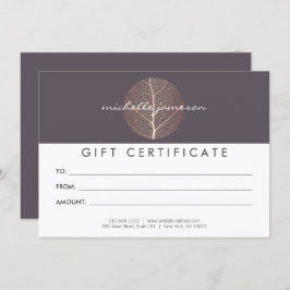 Elegant Roos Gold Leaf Paarse Cadeaubon