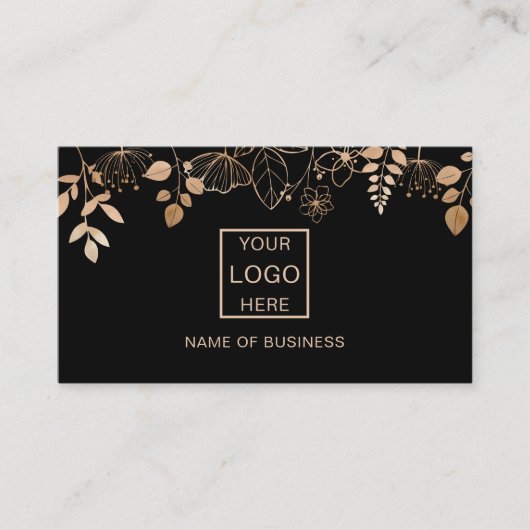 Elegant Roos Gold Leaf QR Code Social Media Icons Visitekaartje (Voorkant)