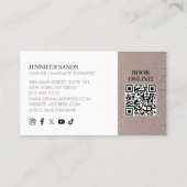 Elegant Roos Gold Leaf Tree Pattern QR-code Visitekaartje (Achterkant)