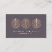 Elegant Roos Gold Leaf Trio Logo op Dark Visitekaartje (Voorkant)