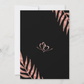 Elegant Roos Gold Leaves Black Wedding Kaart (Achterkant)