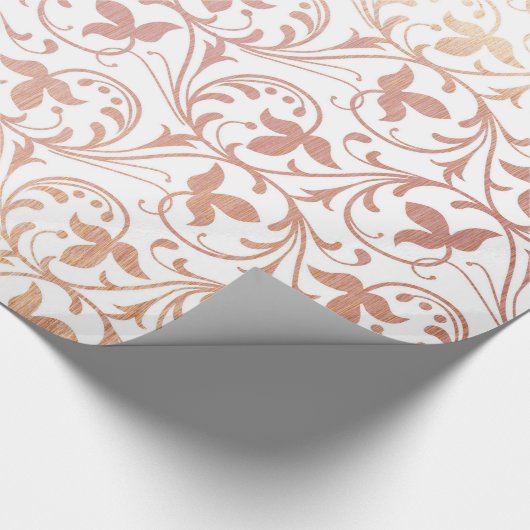 Elegant Roos Gold Leaves & Swirls Cadeaupapier (Hoek)