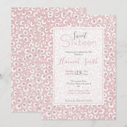 Elegant Roos Gold Leopard Print White Patroon Kaart (Voorkant / Achterkant)