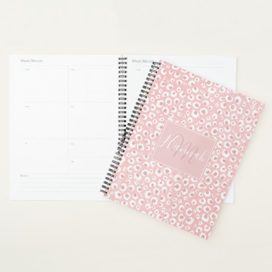 Elegant Roos Gold Leopard Print White Patroon Planner (Display)