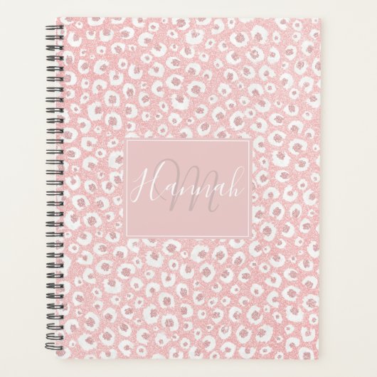 Elegant Roos Gold Leopard Print White Patroon Planner (Voorkant)