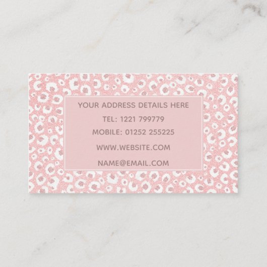 Elegant Roos Gold Leopard Print White Patroon Visitekaartje (Achterkant)
