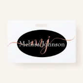 Elegant Roos Gold lettering op zwart Badge (Achterkant)