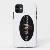 Elegant Roos Gold lettering op zwart Case-Mate iPhone Case (Achterkant)