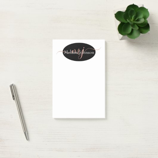 Elegant Roos Gold lettering op zwart Post-it® Notes (Kantoor)