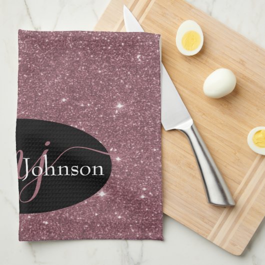 Elegant Roos Gold-lettering op zwarte keuken naar Theedoek (Quarter Fold)