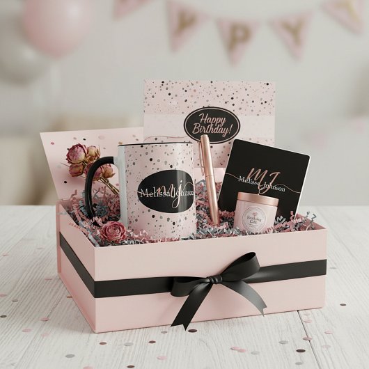 Elegant Roos Gold lettering op zwarte Mok