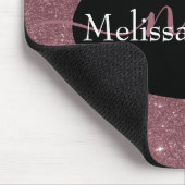 Elegant Roos Gold lettering op zwarte Muismat (Hoek)