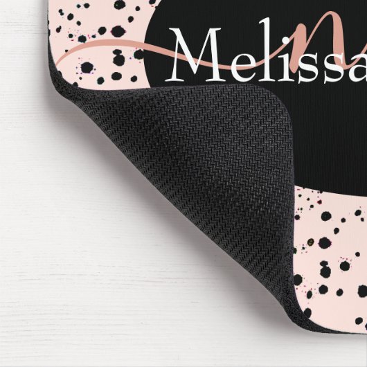 Elegant Roos Gold lettering op zwarte Muismat (Hoek)