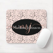 Elegant Roos Gold lettering op zwarte Muismat (Met muis)