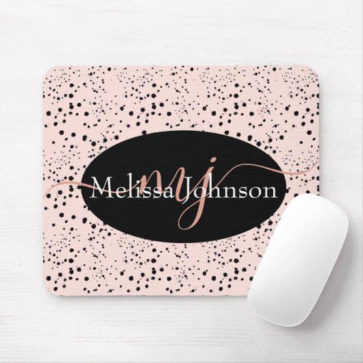 Elegant Roos Gold lettering op zwarte Muismat (Met muis)