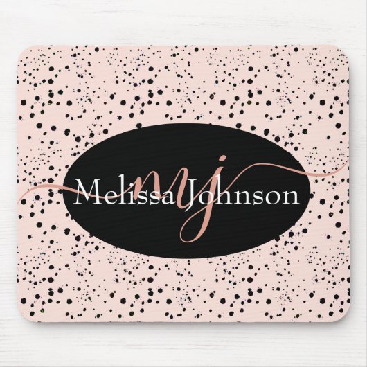 Elegant Roos Gold lettering op zwarte Muismat (Voorkant)