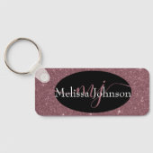 Elegant Roos Gold lettering op zwarte Sleutelhange Sleutelhanger (Achterkant)