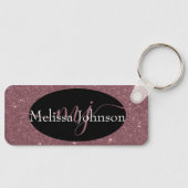 Elegant Roos Gold lettering op zwarte Sleutelhange Sleutelhanger (Voorkant)