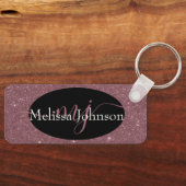 Elegant Roos Gold lettering op zwarte Sleutelhange Sleutelhanger (Voorkant)