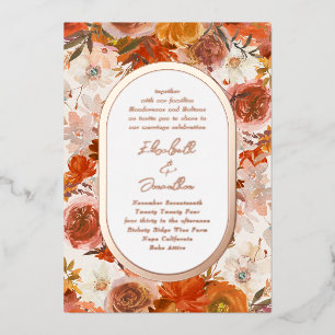 Elegant Roos Gold Lijst Floral Abundance Wedding Folie Uitnodiging