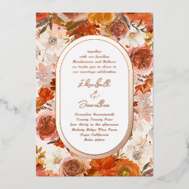 Elegant Roos Gold Lijst Floral Abundance Wedding Folie Uitnodiging