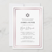 Elegant Roos Gold Lijst Modern Simple Bat Mitzvah Kaart (Voorkant)